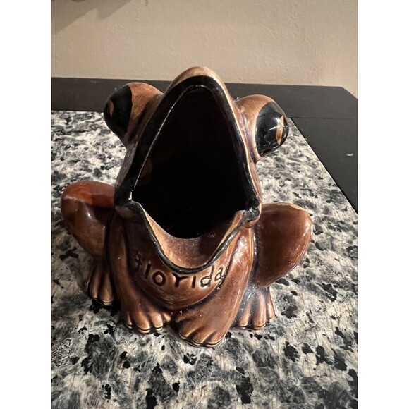 VINTAGE 1970s Florida Small Ceramic Frog Soap Sponge Holder Hobbyist Retro - Picture 6 of 8